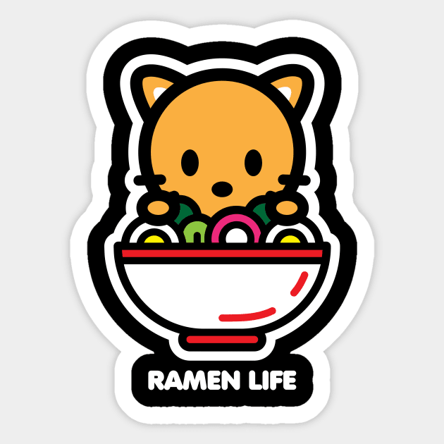 Cat Orange Ramen Life Noodles Bambu Brand Food Cute Kitten Animal Sticker by Bambu